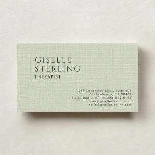 Therapeut Sage Green Leinen Visitenkarte