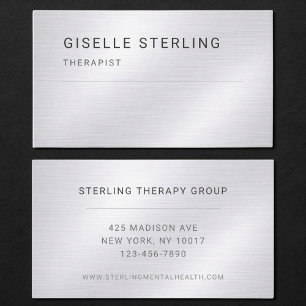 Therapeut Silver Metallic Professional Visitenkarte