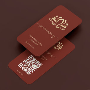 Therapeut Wellness Dark Terracotta Gold Lotus Visitenkarte