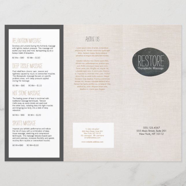 Thérapeute de massage en pierre Zen Brochure tripl (Devant)