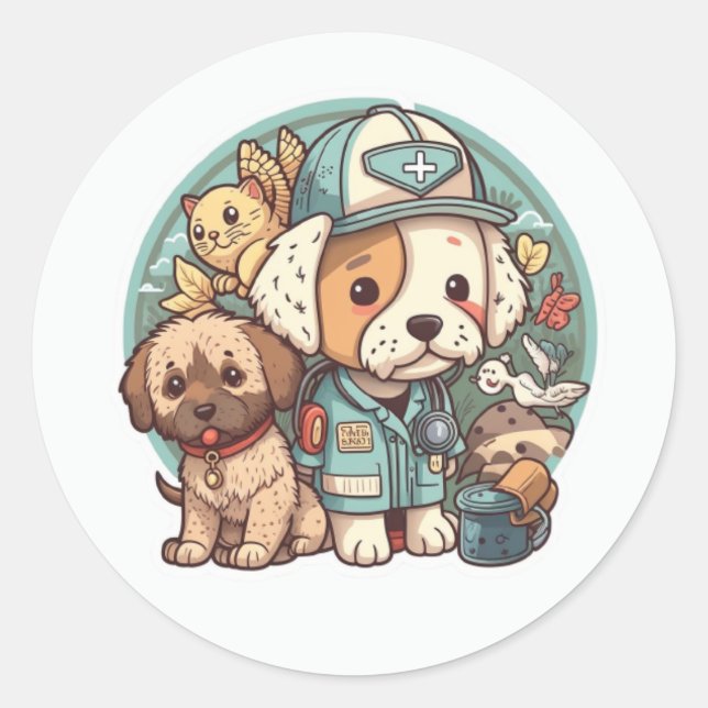 Therapeutische Schwanz: Dog-Sticker Runder Aufkleber (Vorderseite)