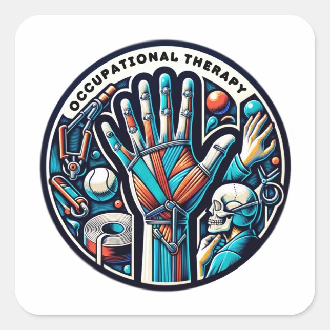 Therapeutische Touch - Kunsttherapie Quadratischer Aufkleber (Vorderseite)