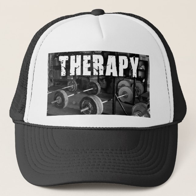 THERAPIE (Barbells) - Motivierend "Heben" Truckerkappe (Vorderseite)