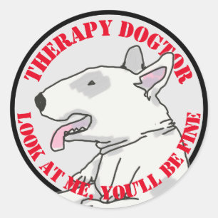 Therapie Dogtor Bull Terrier Runder Aufkleber