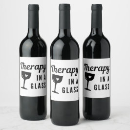 Therapie in einem Glas Zitat Weinetikett