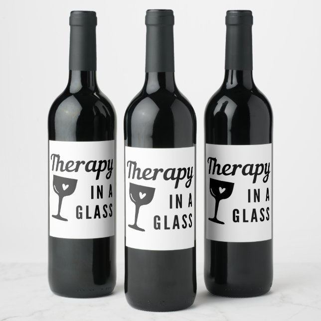 Therapie in einem Glas Zitat Weinetikett (Flaschen)