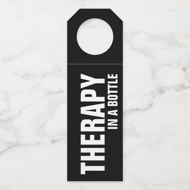 THERAPIE IN EINER FLASCHE AUF schwarz Flaschenanhänger (Vorderseite)