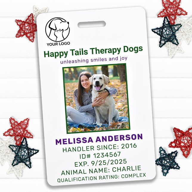 Thérapie personnalisée Animal Chien Photo ID Badge (Créateur téléchargé)
