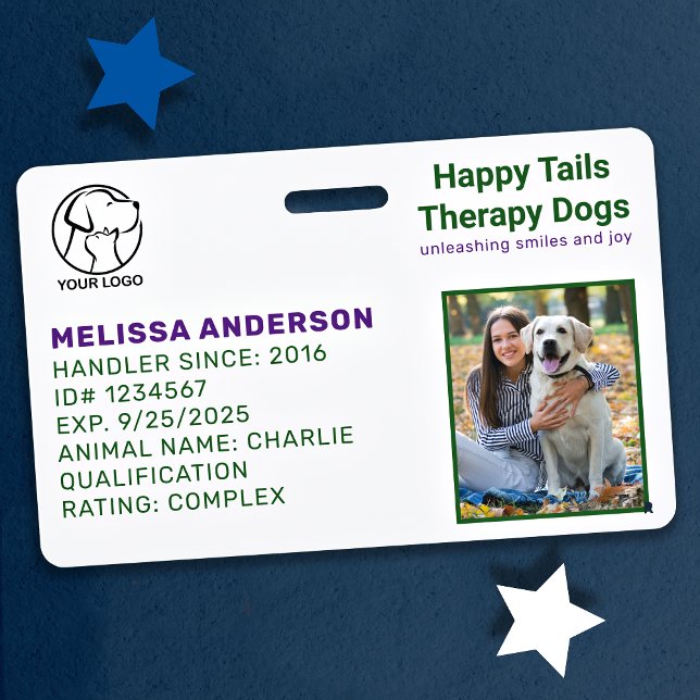 Thérapie personnalisée Animal Chien Photo ID Badge (Créateur téléchargé)
