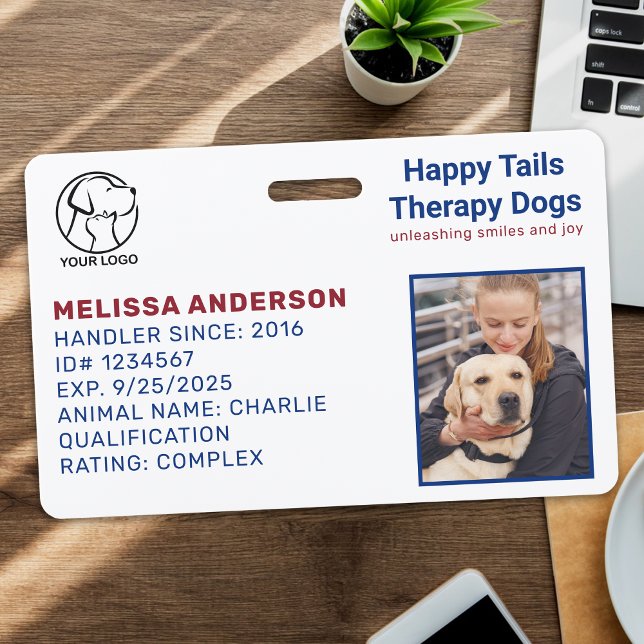 Thérapie personnalisée Chien Animal Photo ID Badge (Créateur téléchargé)