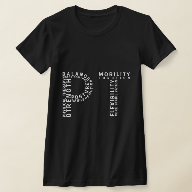 Thérapie physique "PT" Word Art T-shirt (Poser)