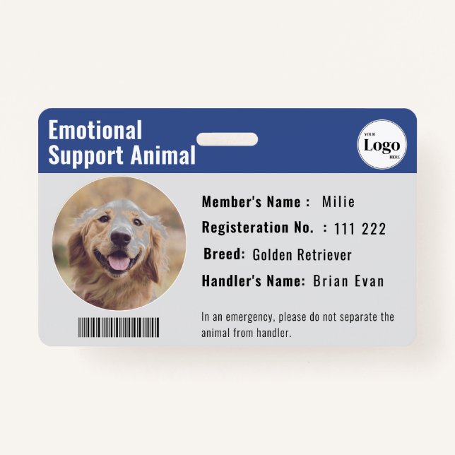 Therapie Tier-ID Foto Barcode Deep Blue Ausweis (Vorderseite)