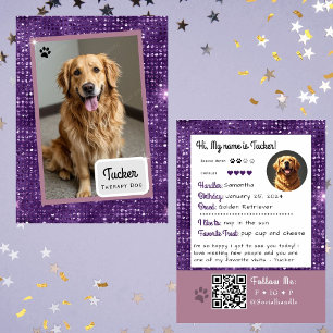 Therapiehund-Handelskarte Lila Glanz Visitenkarte