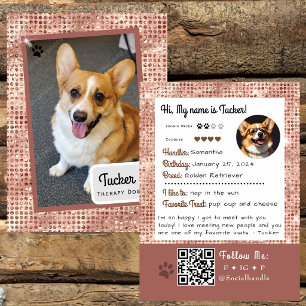 Therapiehund-Handelskarte Pink Glitzer Visitenkarte