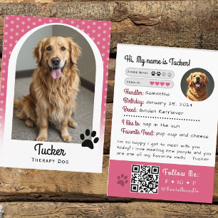 Therapiehund-Handelskarte Pink QR-Code Visitenkarte