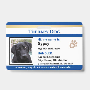 Therapiehund Tier-ID Ein Foto Option Abzeichen Ausweis