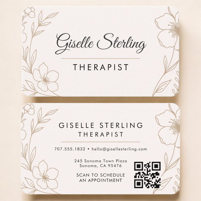 Therapist Botanical Florist QR Code Professional Visitenkarte (Von Creator hochgeladen)