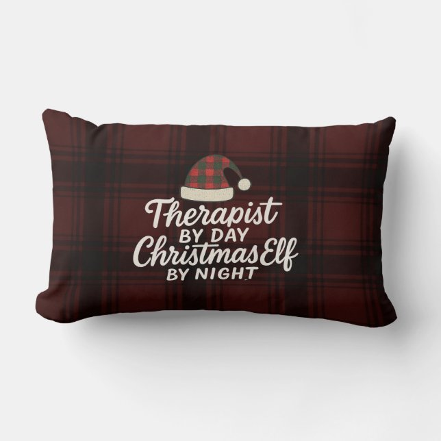 Therapist by Day, Christmas Elf by Night Custom Lendenkissen (Vorderseite)