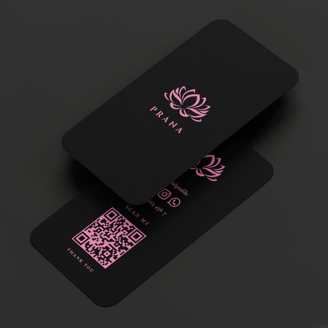 Therapist Massage Therapie Black Pink Lotus Modern Visitenkarte (Therapist Massage Therapy Black Pink Lotus Modern Business Card
)