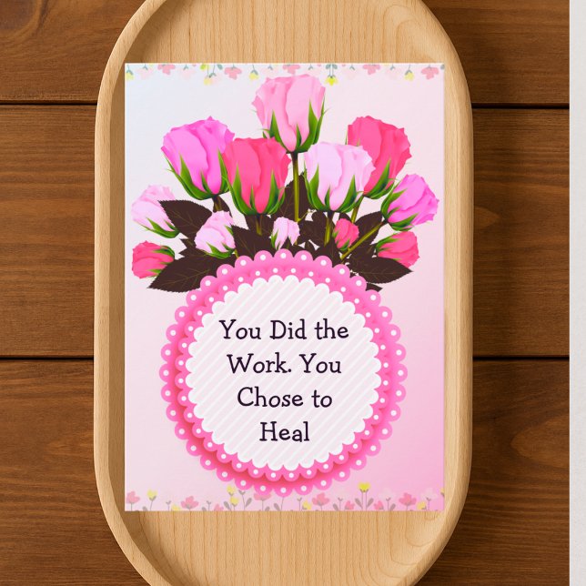 Therapy Completion Card – Pink Floral Empowerment  Dankeskarte (Von Creator hochgeladen)