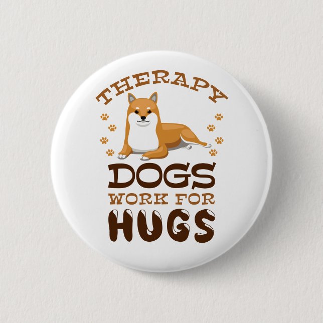 Therapy Hunde arbeiten für Hugs Button (Vorderseite)