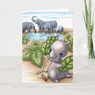 There a New Rhino in Town Elephant Friends Card Karte