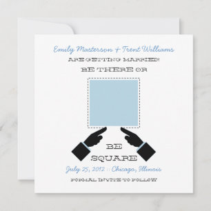 There or Square Save the Date, Blau Einladung