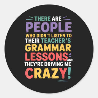 There Their Theyre English Grammar Teacher Funny H Runder Aufkleber