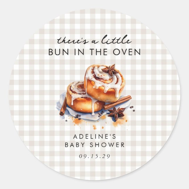 There's a little Bun in the Oven Baby Shower  Runder Aufkleber (Vorderseite)