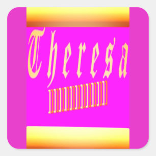 Theresa Design schockiert Rosa und Gold Quadratischer Aufkleber