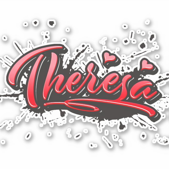 Theresa red Heart Graffiti Aufkleber Sticker (Vorderseite)