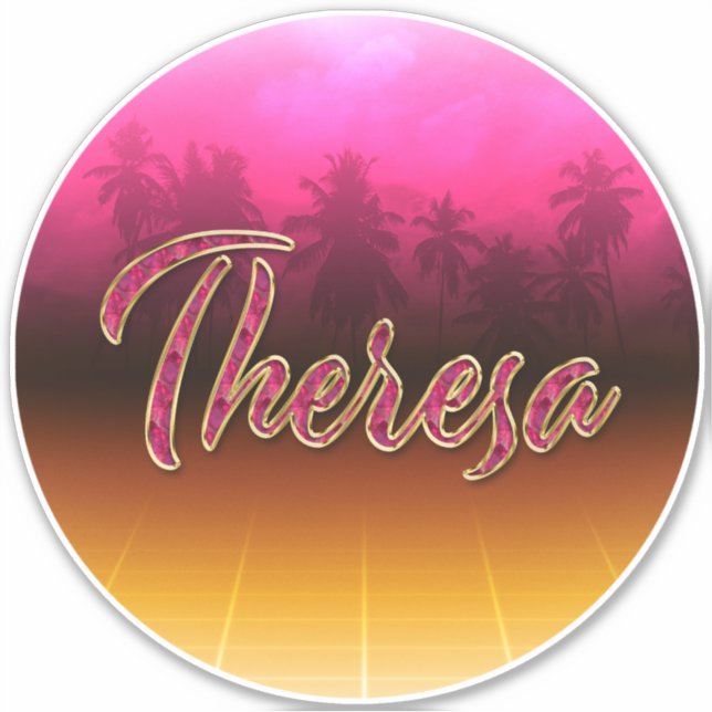 Theresa Vorname Name golden pink Aufkleber Sticker (Vorderseite)