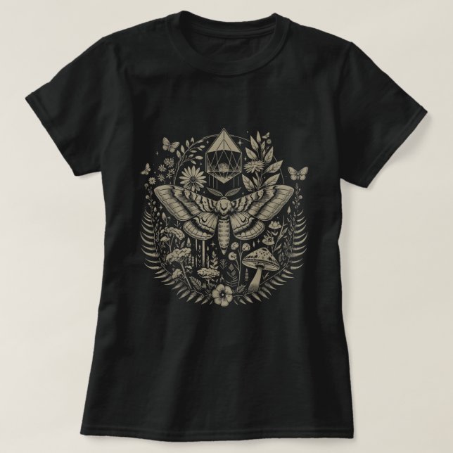 Therian Fairycore Ästhetische Luna Moth Cotattcore T-Shirt (Design vorne)
