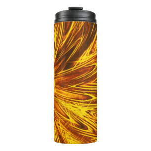 Thermal Tumbler Abstrakte Linien Gelbe Blume Thermosbecher