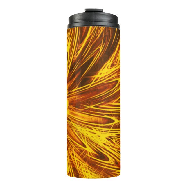 Thermal Tumbler Abstrakte Linien Gelbe Blume Thermosbecher (Vorderseite)