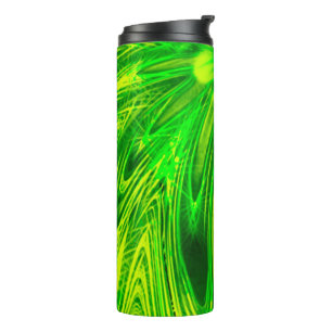 Thermal Tumbler Abstrakte Linien Grüne Blume Thermosbecher