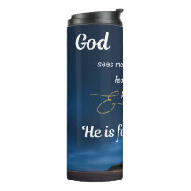 Thermal Tumbler - Blau - Gott sieht mich