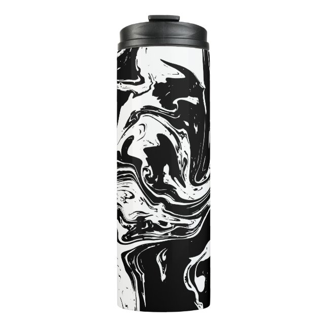 Thermal Tumbler im Schwarz-Weiß-Marmor-Stil Thermosbecher (Vorderseite)