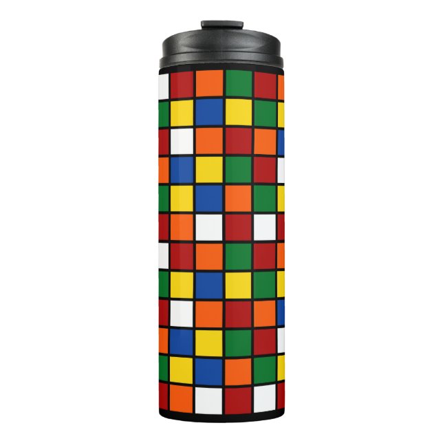 Thermal Tumbler mit bunten Quadraten Var01 Thermosbecher (Vorderseite)