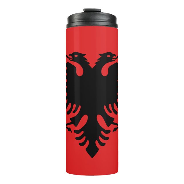 Thermal Tumbler mit Flagge Albaniens Thermosbecher (Vorderseite)