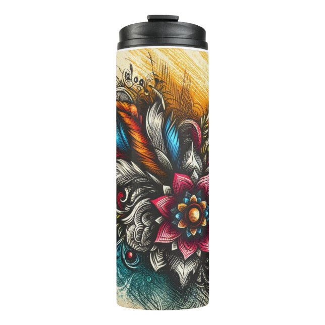 Thermal Tumbler mit handgezeichnetem Design Thermosbecher (Vorderseite)