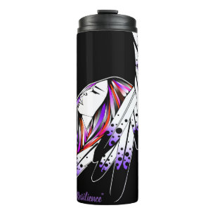 Thermal Tumbler Mutterfrau Federn lila schwarz Thermosbecher