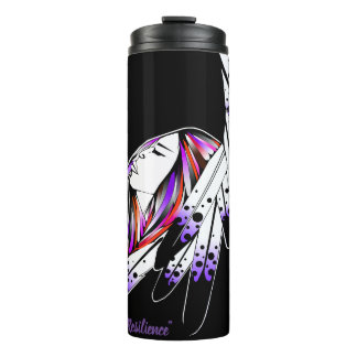 Thermal Tumbler Mutterfrau Federn lila schwarz Thermosbecher