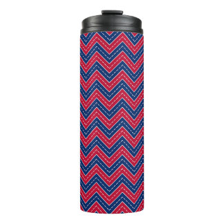 Thermal Tumbler, rot, weiß und blau Zig-Zag Thermosbecher