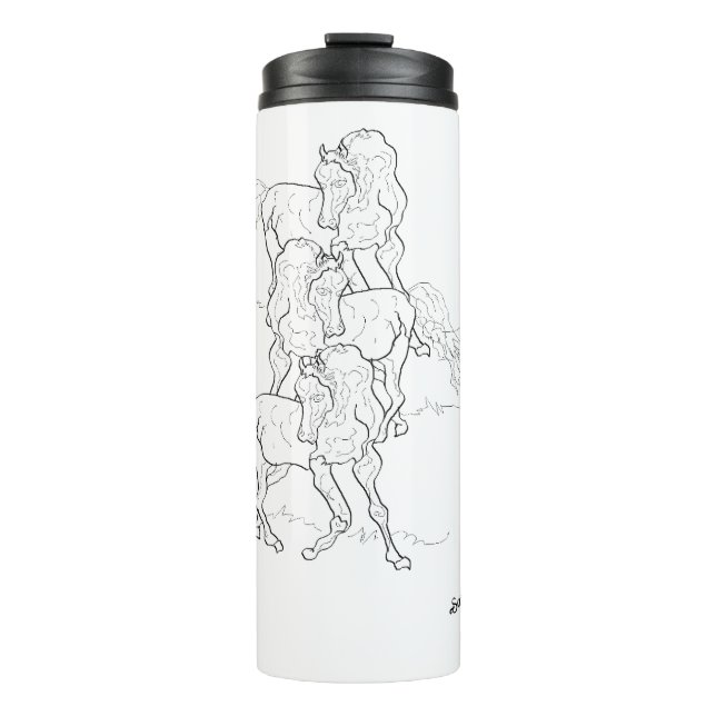 Thermal Tumbler: Tanzende arabische Pferde Thermosbecher (Vorderseite)