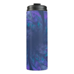 Thermal Tumbler Transparent Blue Petals Fraktal Thermosbecher