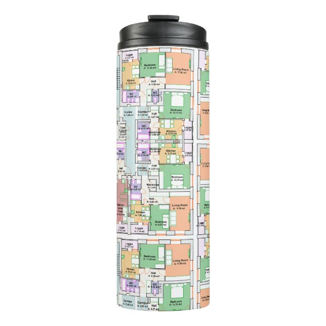 Thermal Tumbler with Architectural Blueprint Thermosbecher (Vorderseite)