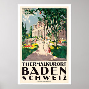 Thermalbad Baden Schweiz Vintage Reise Poster