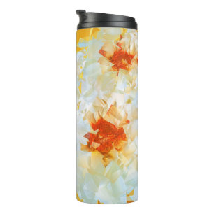 Thermaltumbler-Blume Weiß Orange Cubist Thermosbecher