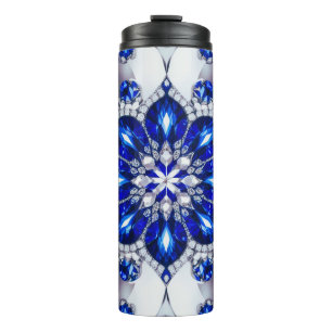 Thermaltumbler mit blauen weißen Farben Thermosbecher
